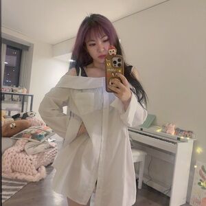 DO+BE White Off-Shoulder Long Sleeve Dress